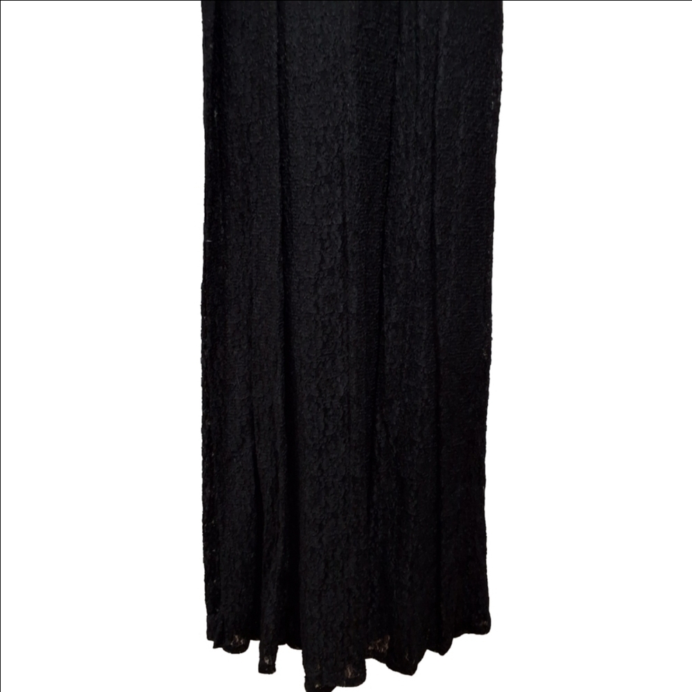 All That Jazz~VTG 80s~Black Lace~Button Maxi Dress~Whimsygoth~Ruffled Collar~7/8 - Picture 6 of 11